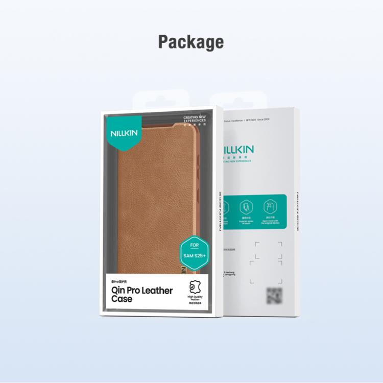For Samsung Galaxy S25+ 5G NILLKIN QIN Series Pro Sliding Camera Cover Design Leather Phone Case(Brown) - free shipping - PMC Jewellery - Order now!