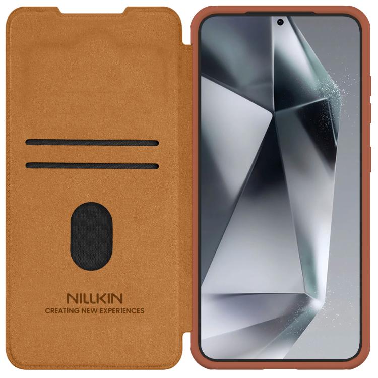 For Samsung Galaxy S25+ 5G NILLKIN QIN Series Pro Sliding Camera Cover Design Leather Phone Case(Brown) - free shipping - PMC Jewellery - Order now!
