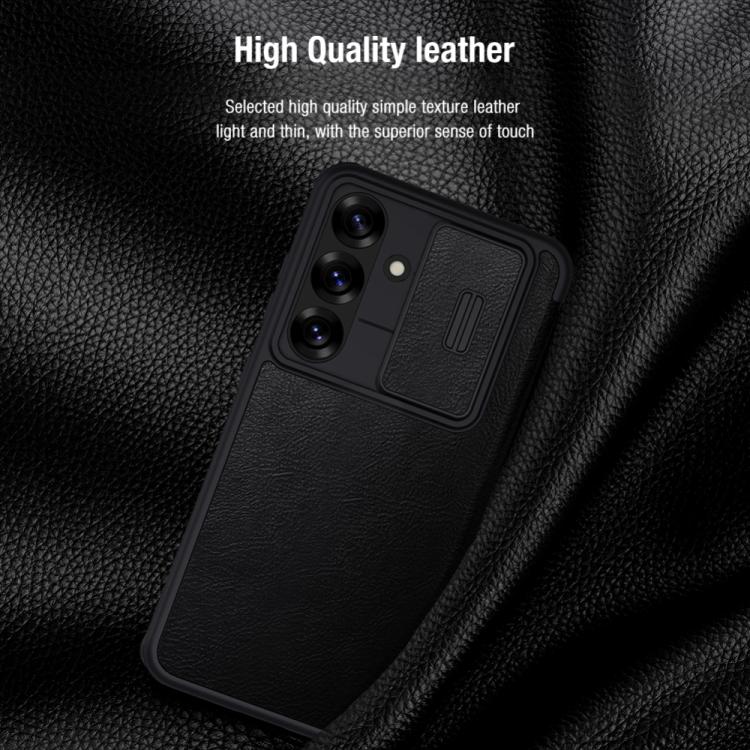 For Samsung Galaxy S25+ 5G NILLKIN QIN Series Pro Sliding Camera Cover Design Leather Phone Case(Brown) - free shipping - PMC Jewellery - Order now!