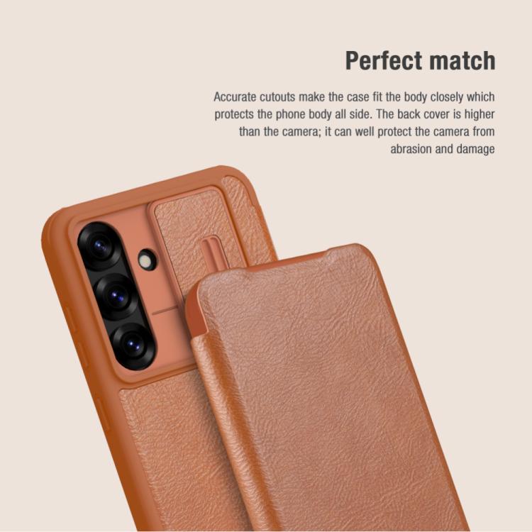 For Samsung Galaxy S25+ 5G NILLKIN QIN Series Pro Sliding Camera Cover Design Leather Phone Case(Black) - free shipping - PMC Jewellery - Order now!