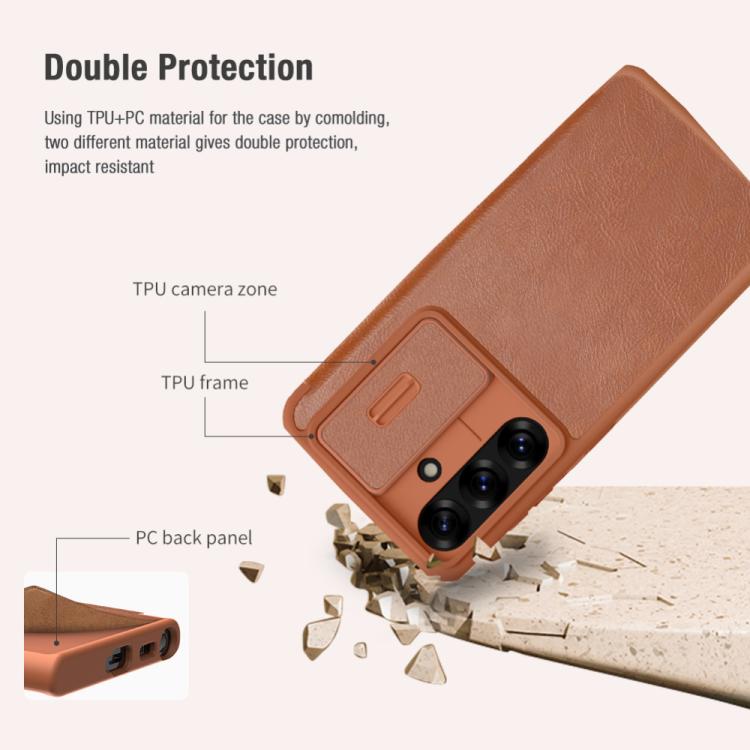 For Samsung Galaxy S25+ 5G NILLKIN QIN Series Pro Sliding Camera Cover Design Leather Phone Case(Black) - free shipping - PMC Jewellery - Order now!
