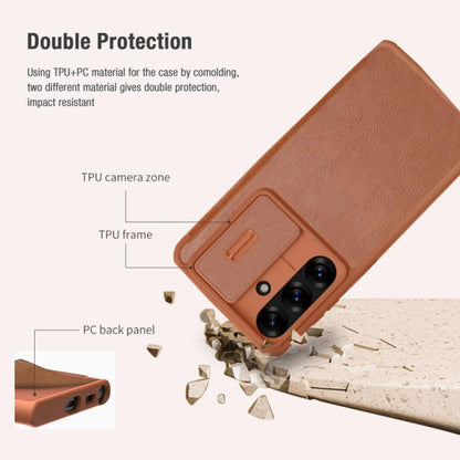 For Samsung Galaxy S25+ 5G NILLKIN QIN Series Pro Sliding Camera Cover Design Leather Phone Case(Black) - free shipping - PMC Jewellery - Order now!