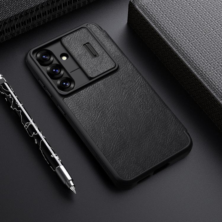 For Samsung Galaxy S25+ 5G NILLKIN QIN Series Pro Sliding Camera Cover Design Leather Phone Case(Black) - free shipping - PMC Jewellery - Order now!