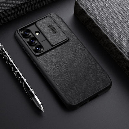 For Samsung Galaxy S25+ 5G NILLKIN QIN Series Pro Sliding Camera Cover Design Leather Phone Case(Black) - free shipping - PMC Jewellery - Order now!