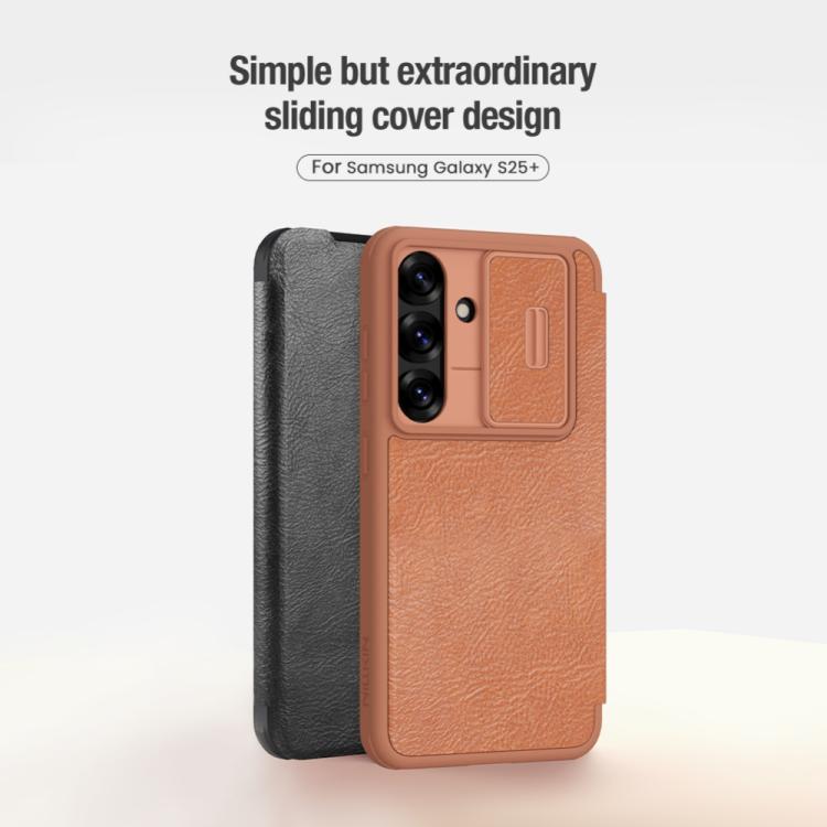 For Samsung Galaxy S25+ 5G NILLKIN QIN Series Pro Sliding Camera Cover Design Leather Phone Case(Black) - free shipping - PMC Jewellery - Order now!