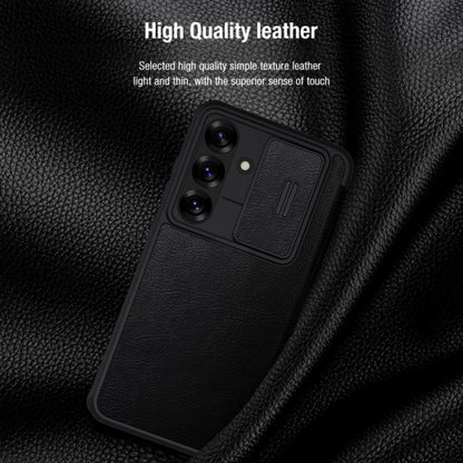 For Samsung Galaxy S25+ 5G NILLKIN QIN Series Pro Sliding Camera Cover Design Leather Phone Case(Black) - free shipping - PMC Jewellery - Order now!