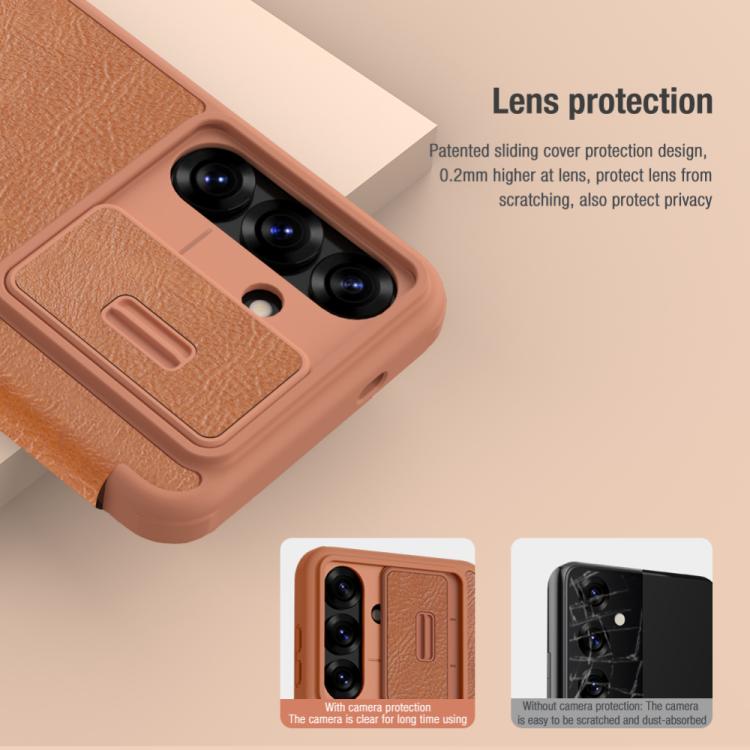 For Samsung Galaxy S25+ 5G NILLKIN QIN Series Pro Sliding Camera Cover Design Leather Phone Case(Black) - free shipping - PMC Jewellery - Order now!