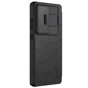 For Samsung Galaxy S25 Ultra 5G NILLKIN QIN Series Pro Sliding Camera Cover Design Leather Phone Case(Black)