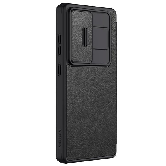 For Samsung Galaxy S25 Ultra 5G NILLKIN QIN Series Pro Sliding Camera Cover Design Leather Phone Case(Black)