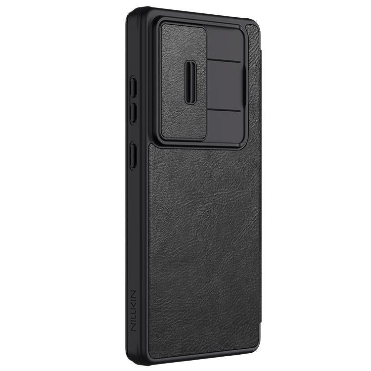 For Samsung Galaxy S25 Ultra 5G NILLKIN QIN Series Pro Sliding Camera Cover Design Leather Phone Case(Black)
