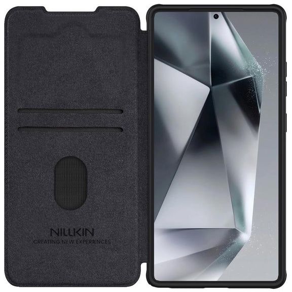 For Samsung Galaxy S25 Ultra 5G NILLKIN QIN Series Pro Sliding Camera Cover Design Leather Phone Case(Black)
