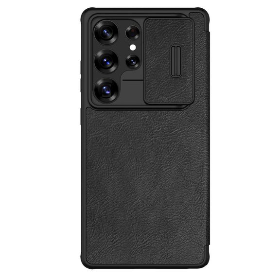 For Samsung Galaxy S25 Ultra 5G NILLKIN QIN Series Pro Sliding Camera Cover Design Leather Phone Case(Black)
