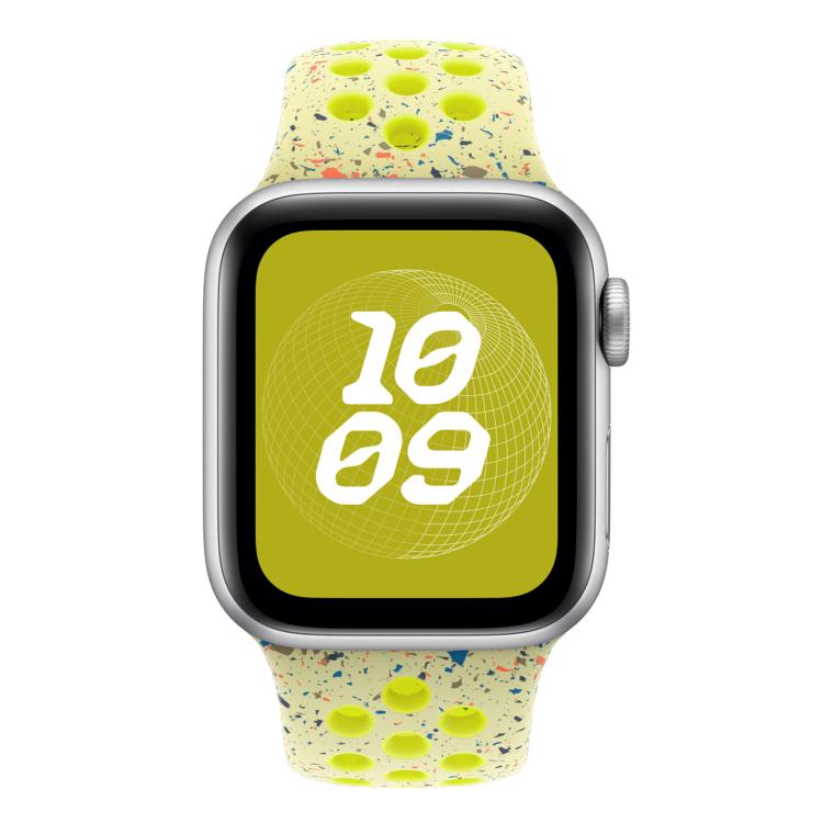 For Apple Watch 42mm / 41mm / 40mm / 38mm Coloful Silicone Watch Band(Fluorescent Yellow-Green)