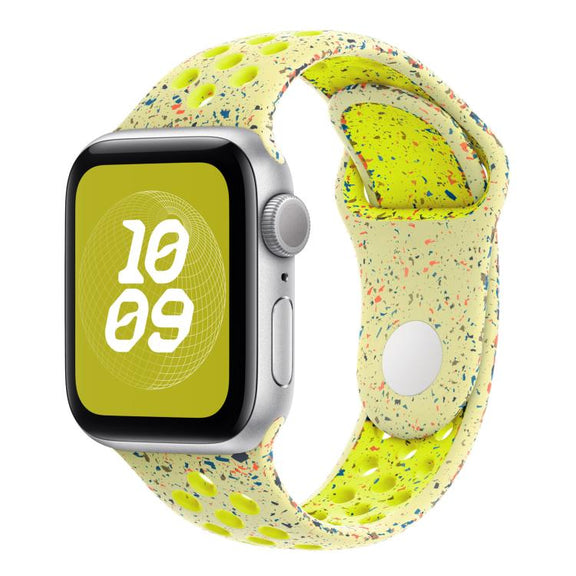 For Apple Watch 42mm / 41mm / 40mm / 38mm Coloful Silicone Watch Band(Fluorescent Yellow-Green)