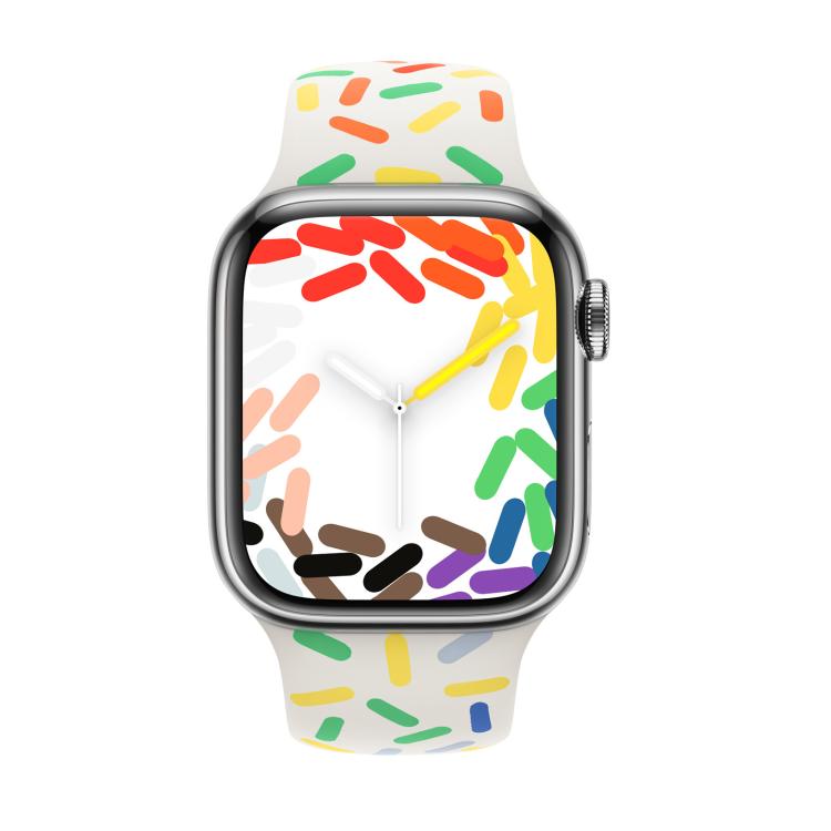 For Apple Watch 46mm / 49mm / 45mm / 44mm Sport Silicone Watch Band(Rainbow)