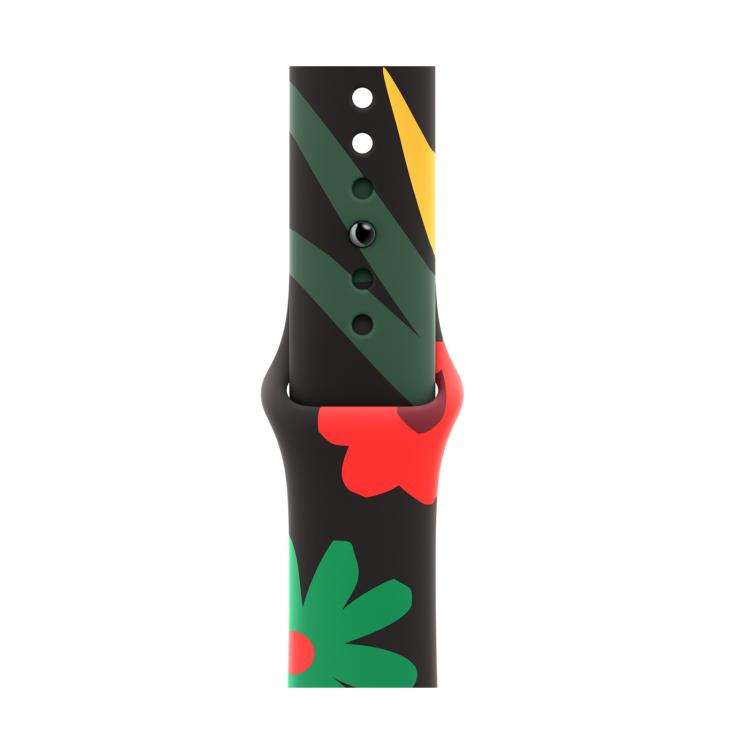 For Apple Watch 42mm / 41mm / 40mm / 38mm Sport Silicone Watch Band(Flower)