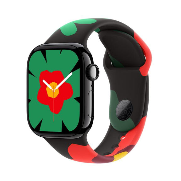 For Apple Watch 42mm / 41mm / 40mm / 38mm Sport Silicone Watch Band(Flower)