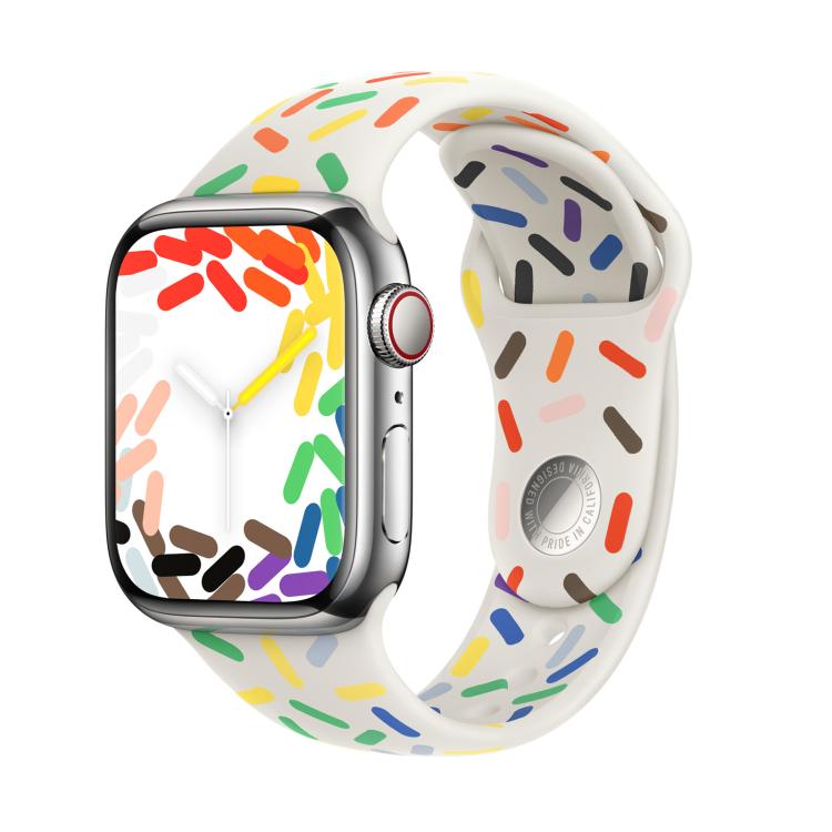 For Apple Watch 42mm / 41mm / 40mm / 38mm Sport Silicone Watch Band(Rainbow)