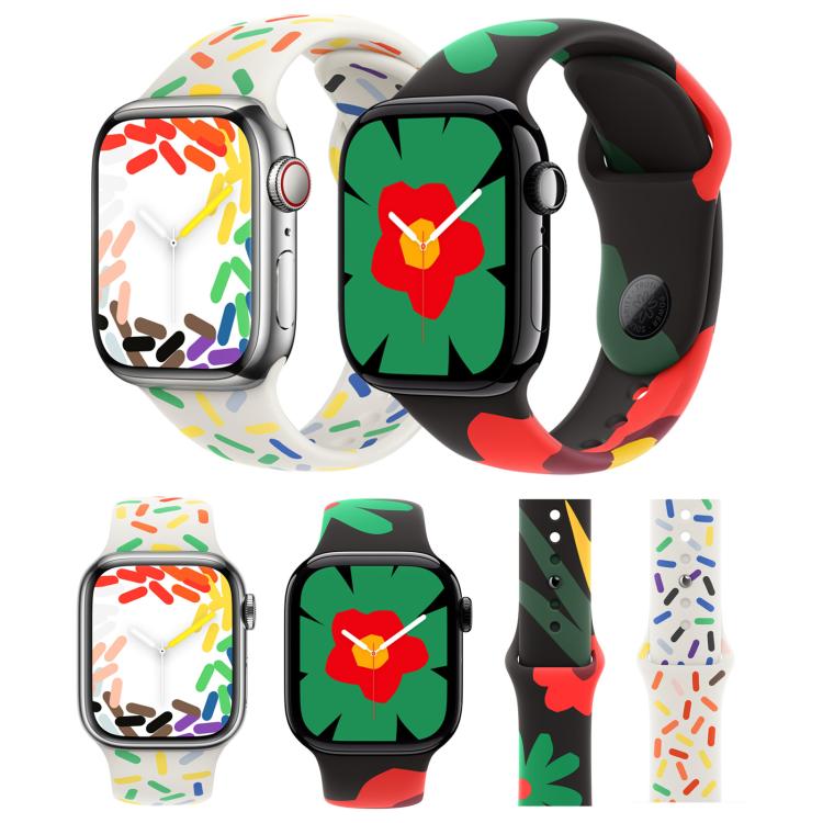 For Apple Watch 42mm / 41mm / 40mm / 38mm Sport Silicone Watch Band(Rainbow)