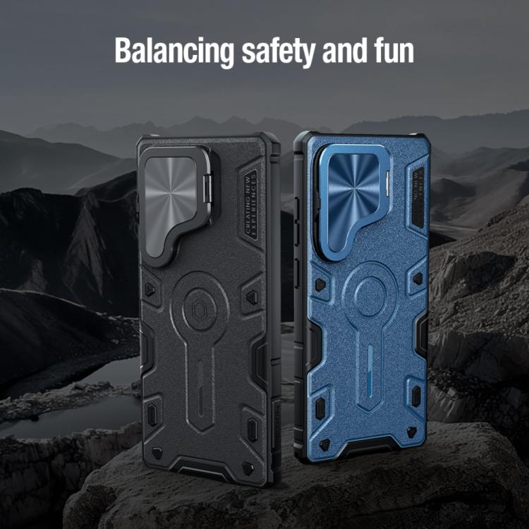 For Samsung Galaxy S25 Ultra 5G NILLKIN Black Rhino Prop MagSafe Magnetic PC Phone Case(Blue)
