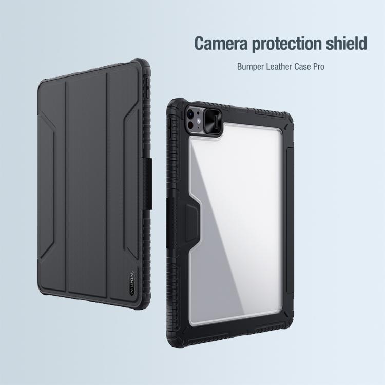 For iPad Air 13 2024 / 2025 NILLKIN Bumper Pro Folding Style Tablet Leather Case(Black) - free shipping - PMc TechLife - Order now!