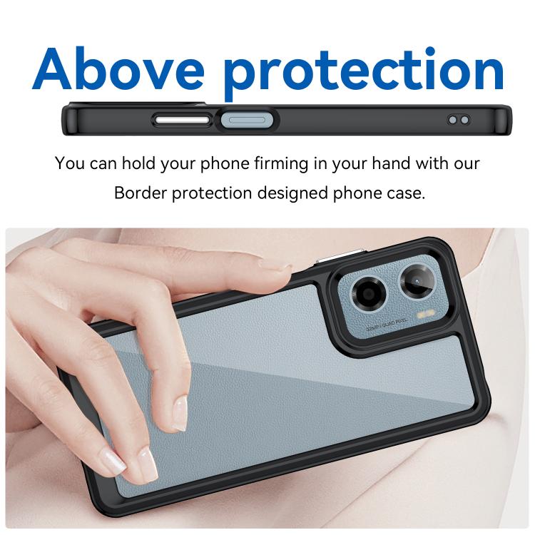 For Motorola Moto E15 Colorful Series Acrylic Hybrid TPU Phone Case(Black) - free shipping - PMC TechLife - Order now!