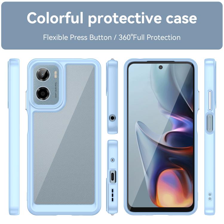 For Motorola Moto E15 Colorful Series Acrylic Hybrid TPU Phone Case(Blue) - free shipping - PMC TechLife - Order now!