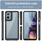 For Motorola Moto G05 Colorful Series Acrylic Hybrid TPU Phone Case(Black)