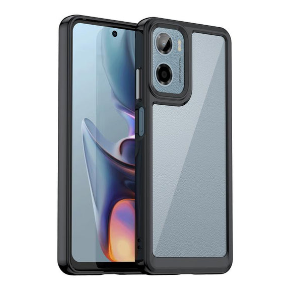 For Motorola Moto G05 Colorful Series Acrylic Hybrid TPU Phone Case(Black)