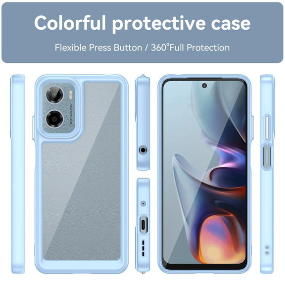 For Motorola Moto G05 Colorful Series Acrylic Hybrid TPU Phone Case(Blue)