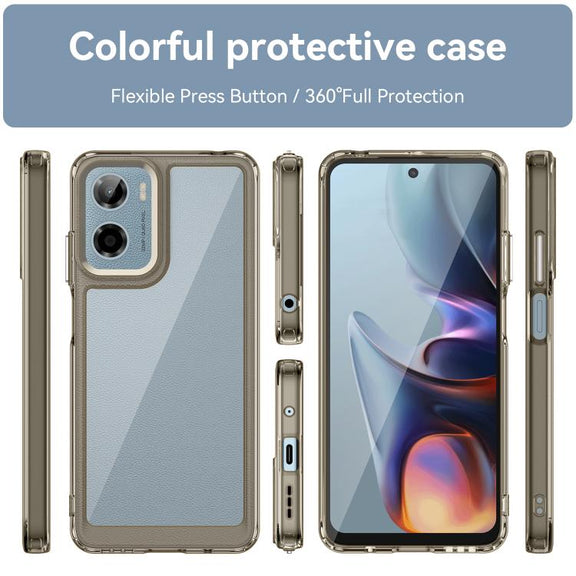For Motorola Moto G05 Colorful Series Acrylic Hybrid TPU Phone Case(Transparent Grey)
