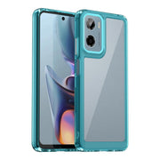 For Motorola Moto G05 Colorful Series Acrylic Hybrid TPU Phone Case(Transparent Blue)