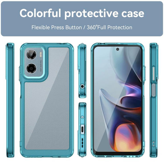 For Motorola Moto G05 Colorful Series Acrylic Hybrid TPU Phone Case(Transparent Blue)