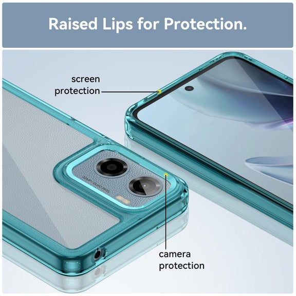 For Motorola Moto G05 Colorful Series Acrylic Hybrid TPU Phone Case(Transparent Blue)