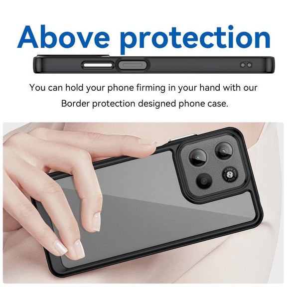 For Motorola Moto G15 Colorful Series Acrylic Hybrid TPU Phone Case(Black)