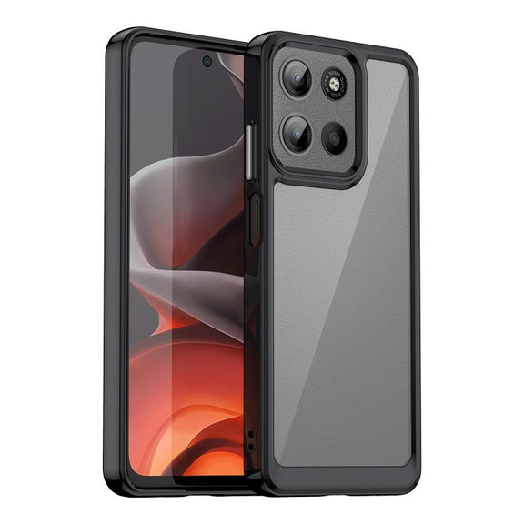 For Motorola Moto G15 Colorful Series Acrylic Hybrid TPU Phone Case(Black)