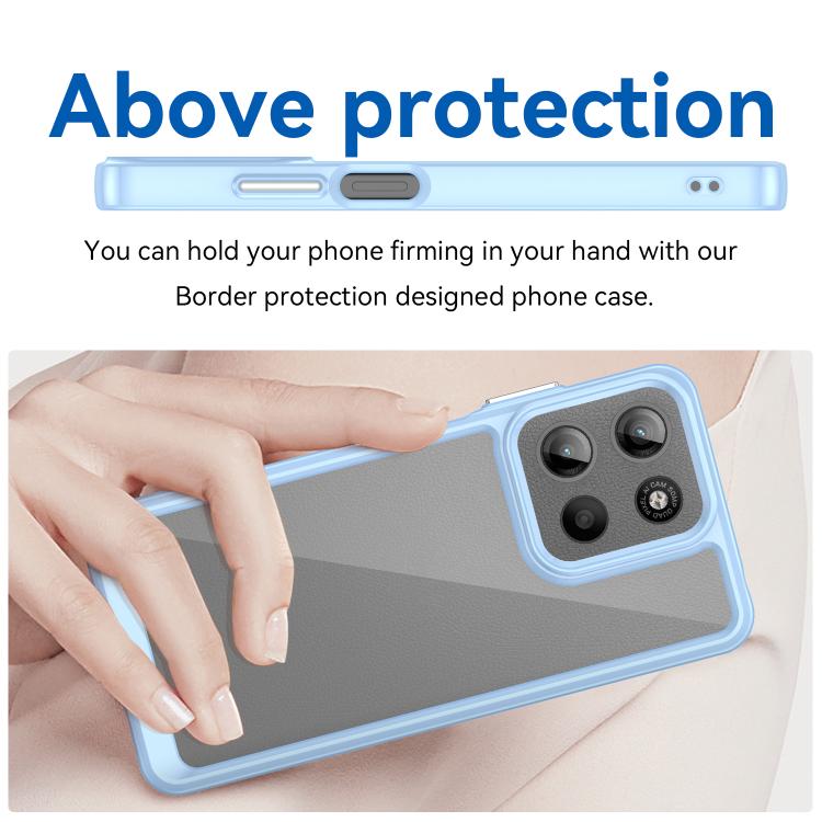 For Motorola Moto G15 Colorful Series Acrylic Hybrid TPU Phone Case(Blue)