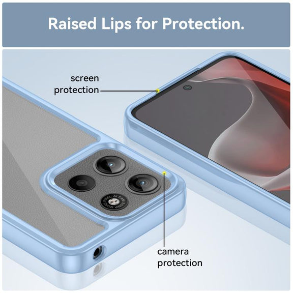 For Motorola Moto G15 Colorful Series Acrylic Hybrid TPU Phone Case(Blue)