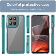 For Motorola Moto G15 Colorful Series Acrylic Hybrid TPU Phone Case(Transparent Blue)