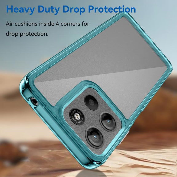 For Motorola Moto G15 Colorful Series Acrylic Hybrid TPU Phone Case(Transparent Blue)