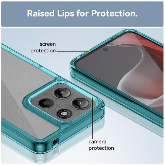 For Motorola Moto G15 Colorful Series Acrylic Hybrid TPU Phone Case(Transparent Blue)