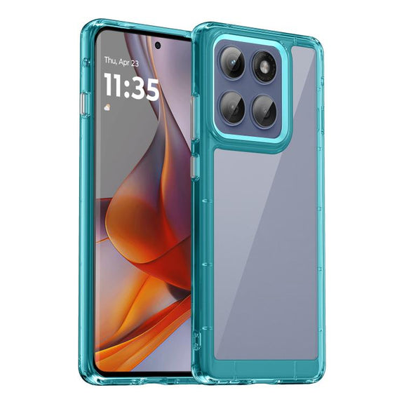 For Motorola Edge 5G 2025 Colorful Series Acrylic Hybrid TPU Phone Case(Transparent Blue)