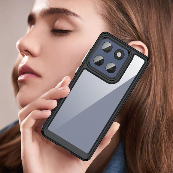 For Motorola Edge 60 Fusion Colorful Series Acrylic Hybrid TPU Phone Case(Black)