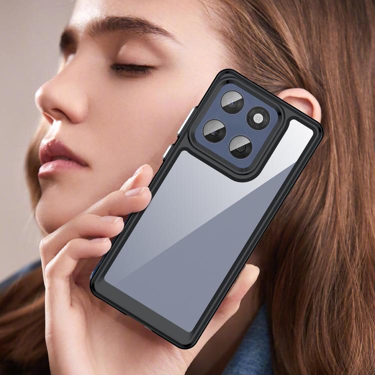 For Motorola Edge 60 Fusion Colorful Series Acrylic Hybrid TPU Phone Case(Black)
