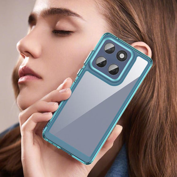 For Motorola Edge 60 Fusion Colorful Series Acrylic Hybrid TPU Phone Case(Transparent Blue)