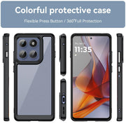For Motorola Edge 60 Pro Colorful Series Acrylic Hybrid TPU Phone Case(Black)