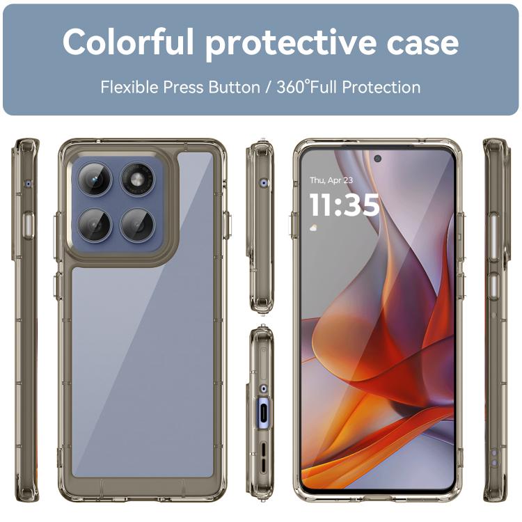 For Motorola Edge 60 Pro Colorful Series Acrylic Hybrid TPU Phone Case(Transparent Grey)