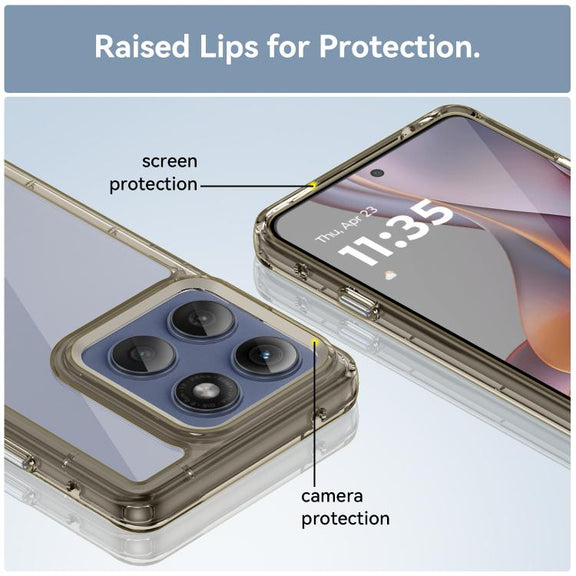 For Motorola Edge 60 Pro Colorful Series Acrylic Hybrid TPU Phone Case(Transparent Grey)