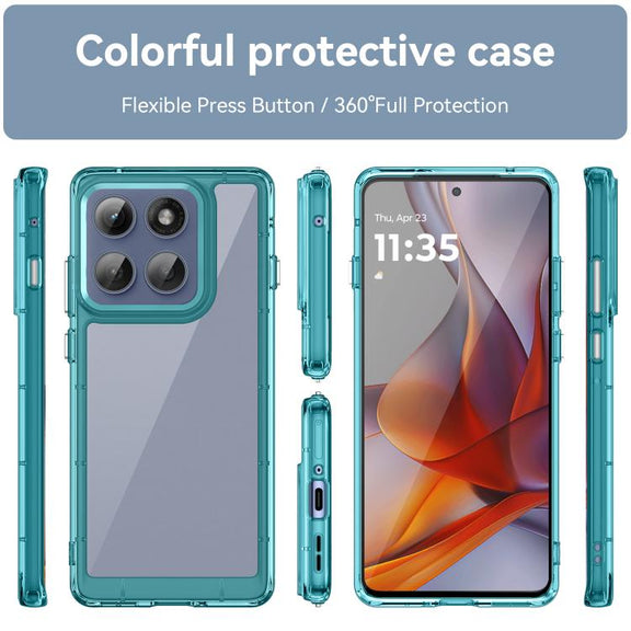 For Motorola Edge 60 Pro Colorful Series Acrylic Hybrid TPU Phone Case(Transparent Blue)