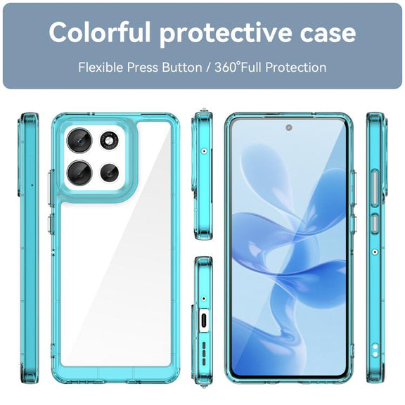 For Motorola Moto G100 Pro 5G Colorful Series Acrylic Hybrid TPU Phone Case(Transparent Blue)